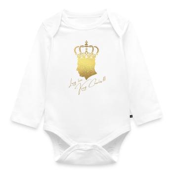 Britischer König Krönung Charles England Flagge - Baby Bio-Langarm-Body - Weiß - Vorne