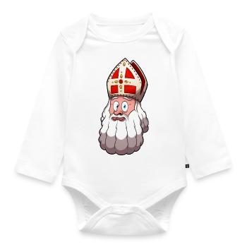 Saint Nicholas Face - Organic Longsleeve Baby Bodysuit - white - Front