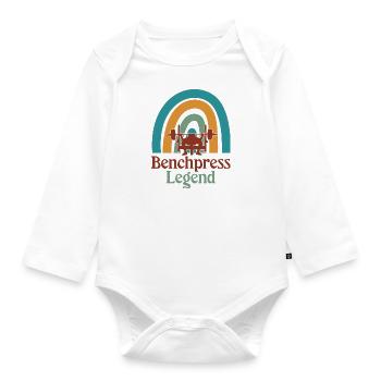 Benchpress Legend Powerlifting Ironic Gym Quote - Organic Longsleeve Baby Bodysuit - white - Front