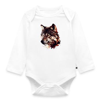 Art du loup - Body Bébé bio manches longues - blanc - Devant