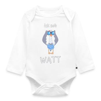 ick seh watt Möwe Fernglas - Baby Bio-Langarm-Body - Weiß - Vorne