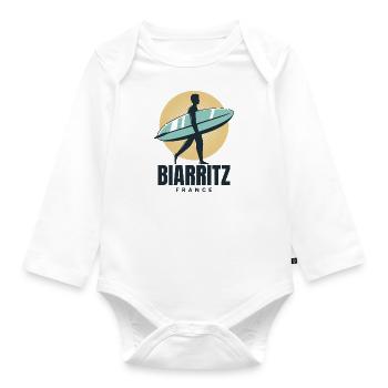 Biarritz Frankreich Beach Surfer - Baby Bio-Langarm-Body - Weiß - Vorne