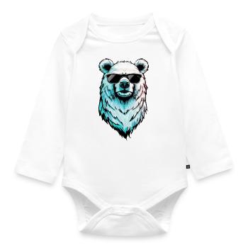Cool polar bear - polar bear with sunglasses - Organic Longsleeve Baby Bodysuit - white - Front