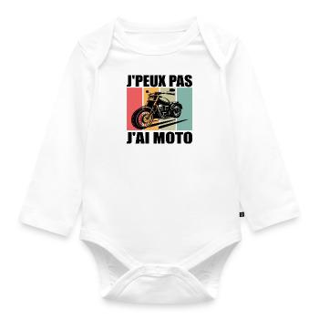 J'PEUX PAS J'AI MOTO - J'peux pas j'ai moto - Body Bébé bio manches longues - blanc - Devant