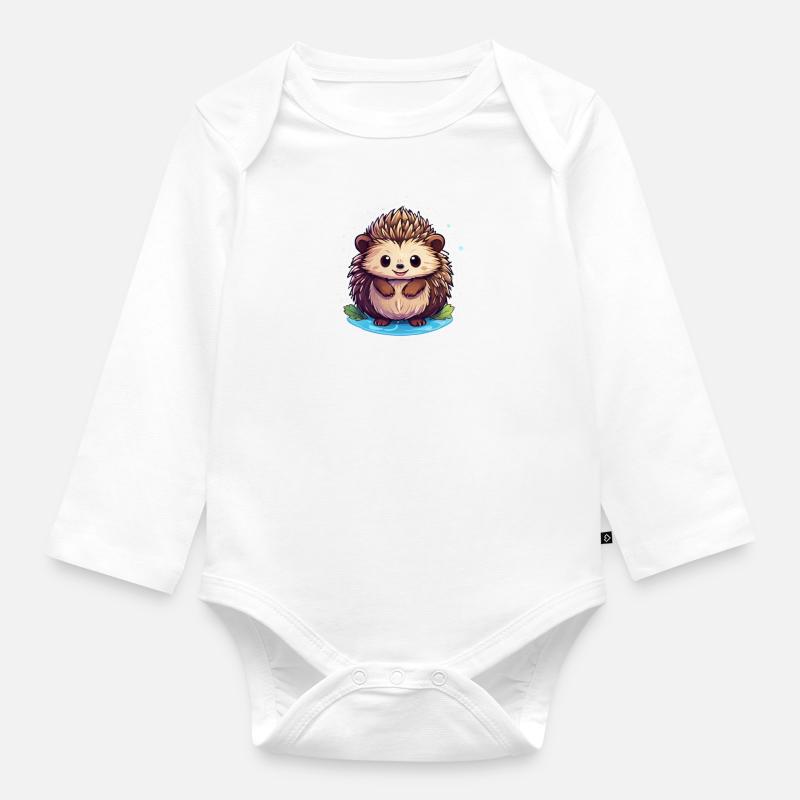 Petit hérisson - Body Bébé bio manches longues - blanc