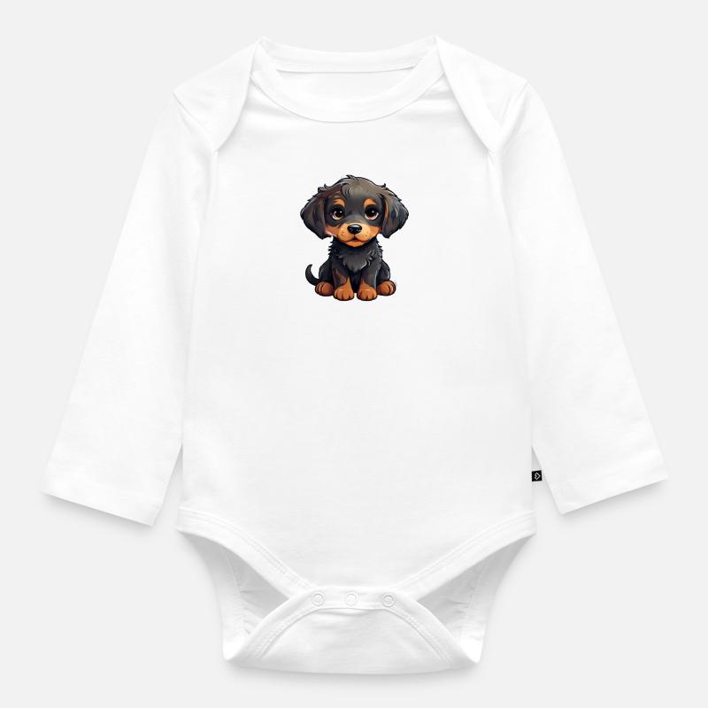 Kleiner süßer Welpe - Baby Bio-Langarm-Body - Weiß
