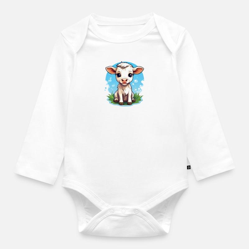 Kälbchen - Baby Bio-Langarm-Body - Weiß