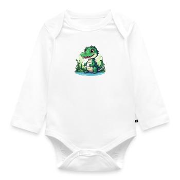 Crocodile mignon - Body Bébé bio manches longues - blanc - Devant