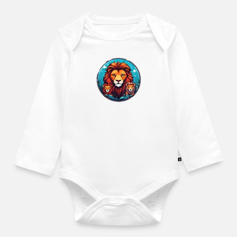 Löwen Büste - Baby Bio-Langarm-Body - Weiß