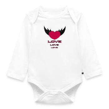 Fliegendes Herz - Baby Bio-Langarm-Body - Weiß - Vorne