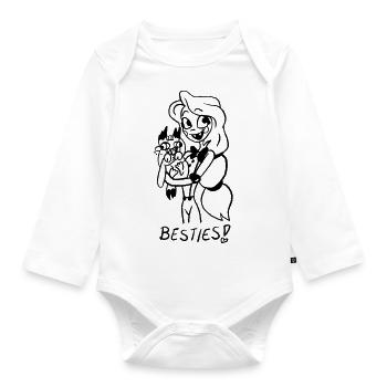 Beste Freundinnen Besties - Baby Bio-Langarm-Body - Weiß - Vorne