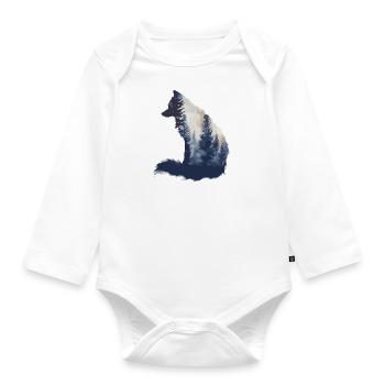 Fox Head Woodland Animal Nature Trees Baby Fox - Organic Longsleeve Baby Bodysuit - white - Front