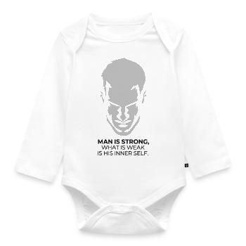 MAN IS STRONG - Organic Longsleeve Baby Bodysuit - white - Front