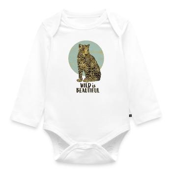 Leopard. Wild is Beautiful - Baby Bio-Langarm-Body - Weiß - Vorne