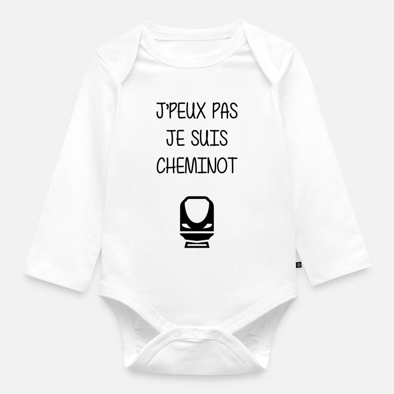 Eisenbahner / Eisenbahnen / Eisenbahn / Bahn - Baby Bio-Langarm-Body - Weiß