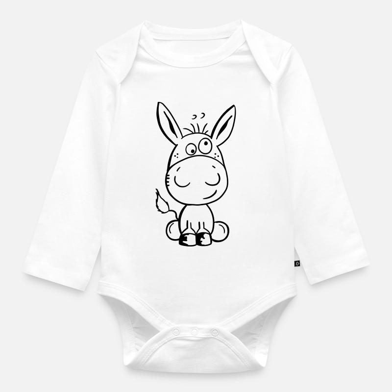 Eselchen Comic Tier - Tiere - Esel - Baby Bio-Langarm-Body - Weiß