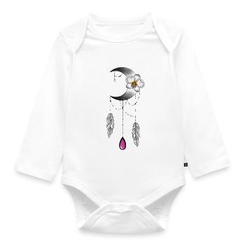 Mondorchidee Feder und Perle Typ Traumfänger - Baby Bio-Langarm-Body - Weiß - Vorne