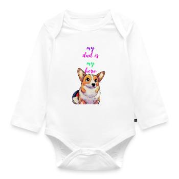 my dad is my hero - Baby Bio-Langarm-Body - Weiß - Vorne