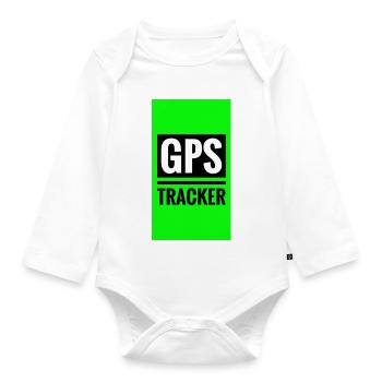 GPS tracking-like design - Organic Longsleeve Baby Bodysuit - white - Front