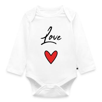 HERZ. ICH LIEBE DICH. NUR LIEBE. LIEBE. ICH LIEBE DICH - Baby Bio-Langarm-Body - Weiß - Vorne