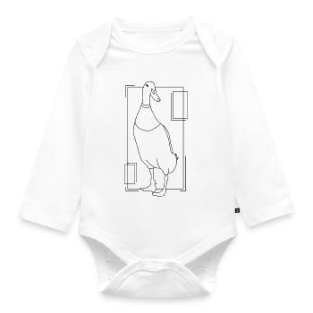 Runner duck in geometric design - Organic Longsleeve Baby Bodysuit - white - Front