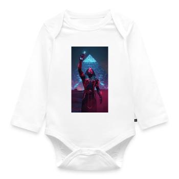 Pharaoh in neon light - Organic Longsleeve Baby Bodysuit - white - Front