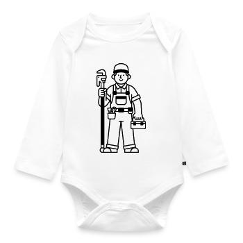 Plumber - Organic Longsleeve Baby Bodysuit - white - Front