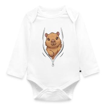 Kuschelbär im Reißverschluss - Baby Bio-Langarm-Body - Weiß - Vorne