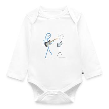 E Guitar Stick Figure Bass Music Rock - Organic Longsleeve Baby Bodysuit - white - Front
