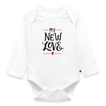 Great Love Große Liebe Neue Liebe Baby Kinder - Baby Bio-Langarm-Body - Weiß - Vorne