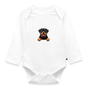 Rottweiler Femme Homme parle mon Rottweiler dle - Body Bébé bio manches longues - blanc - Devant