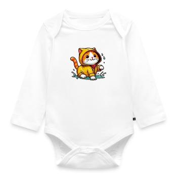 vêtement enfant petit chat chatkiddo Cozy - Body Bébé bio manches longues - blanc - Devant