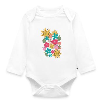 fleurs,fleur,printemps,fleurs - Body Bébé bio manches longues - blanc - Devant