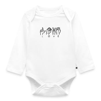 Love Gebärdensprache - Baby Bio-Langarm-Body - Weiß - Vorne