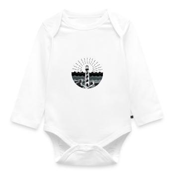 Leuchtturm Meer Ozean maritim - Baby Bio-Langarm-Body - Weiß - Vorne