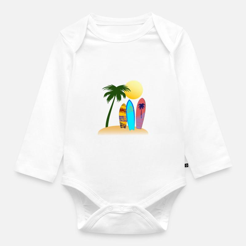 Les surfs en bord de mer sont pour les surfeurs - Body Bébé bio manches longues - blanc
