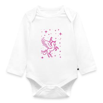 Pegasus in pink - Baby Bio-Langarm-Body - Weiß - Vorne