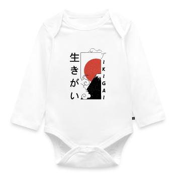 "Ikigai" is a Japanese concept - Organic Longsleeve Baby Bodysuit - white - Front