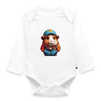 Cochon d’Inde avec chapeau - Body Bébé bio manches longues - blanc - Devant