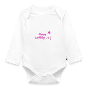 Geburtstag Zwergspitz - Baby Bio-Langarm-Body - Weiß - Vorne