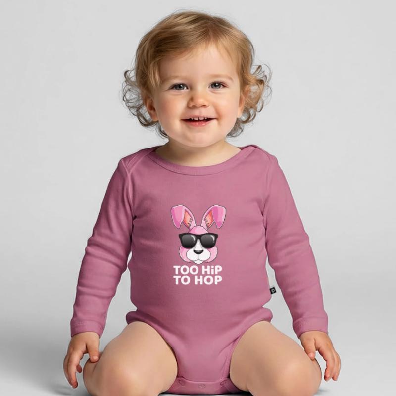 Rabbit Easter Rabbit Teeth Easter Organic Longsleeve Baby Bodysuit