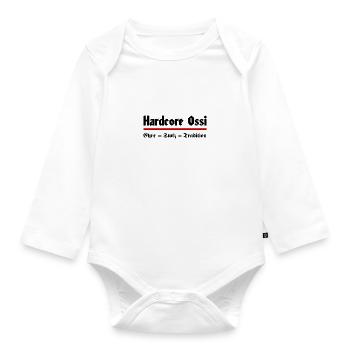 Harter Ossi - Ostdeutscher Ostdeutschland DDR BRD - Baby Bio-Langarm-Body - Weiß - Vorne