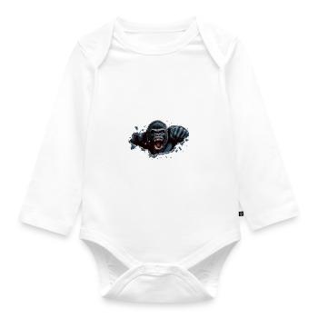 Gorilla Beast Power - Baby Bio-Langarm-Body - Weiß - Vorne