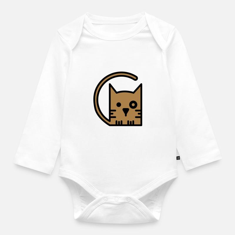 Chat - Body Bébé bio manches longues - blanc