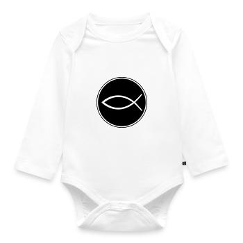 jesus fish icon icon - Organic Longsleeve Baby Bodysuit - white - Front