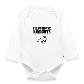 Porteur de l'anneau, je vais apporter le cadeau de mariage des menottes - Body Bébé bio manches longues - blanc - Devant