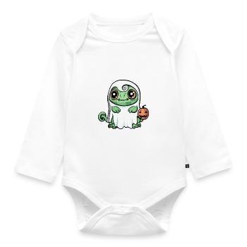 Caméléon Halloween Drôle Fantôme - Body Bébé bio manches longues - blanc - Devant
