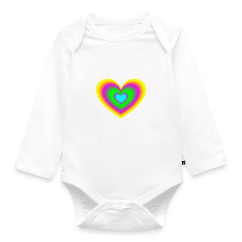 Heart colorful neon - Organic Longsleeve Baby Bodysuit - white - Front