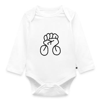 Bike fist strength - Organic Longsleeve Baby Bodysuit - white - Front
