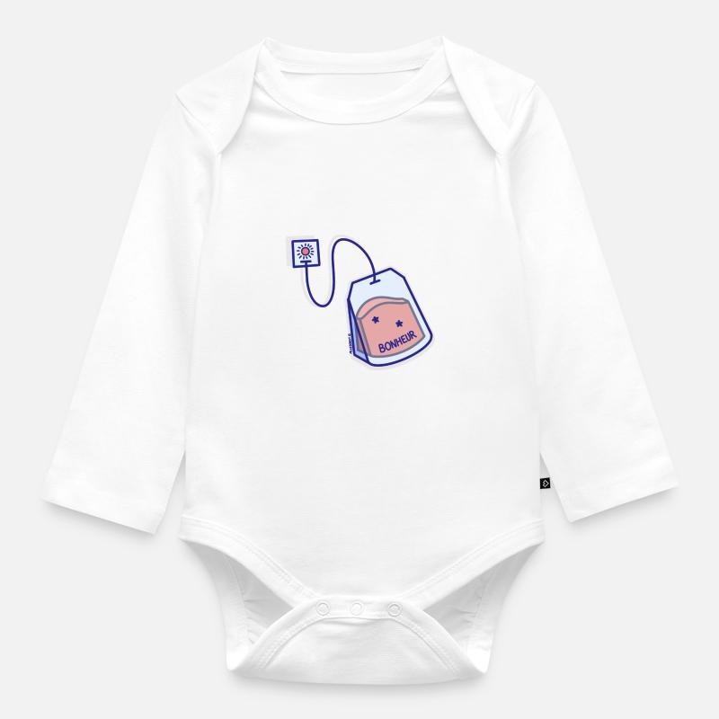 Bonheur Teebeutel - Baby Bio-Langarm-Body - Weiß